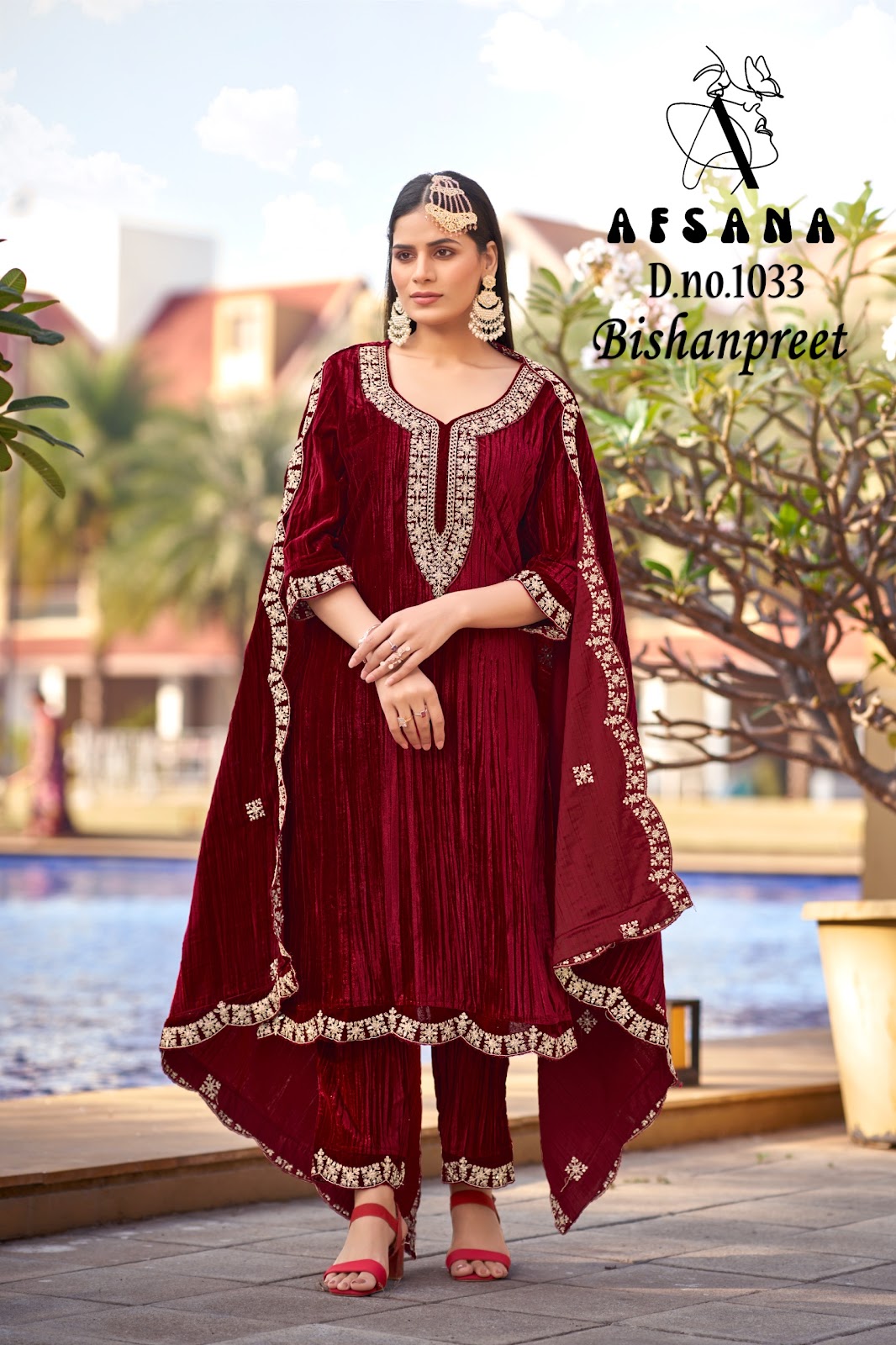 Bishanpreet 1033 Afsana Crush Readymade Velvet Suits Supplier India