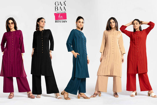Bitcoin Gaabaa Reyon Kurti Plazzo Set Manufacturer