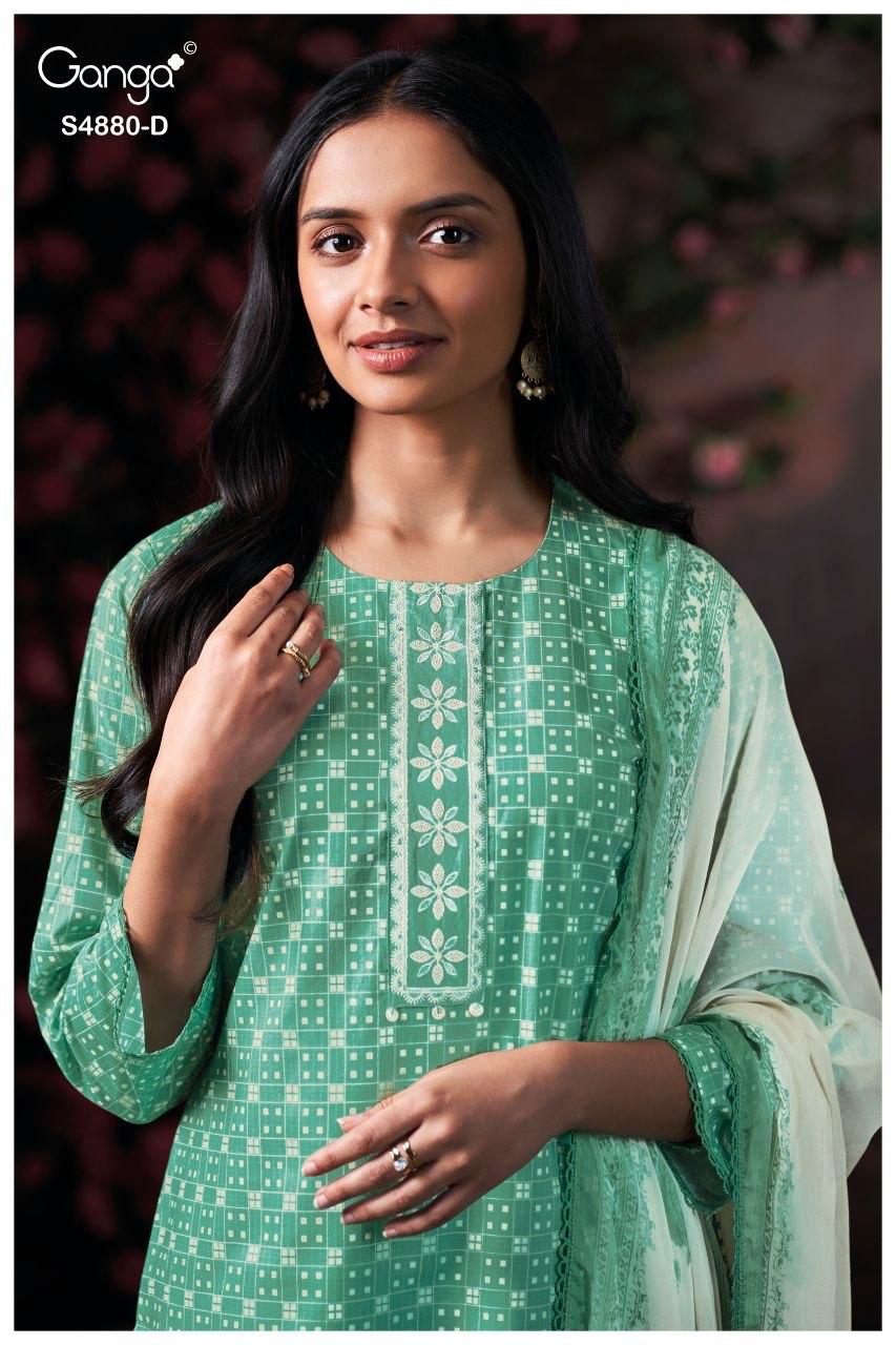 Bithia S4880 Ganga Cotton Satin Pant Style Suits Manufacturer Ahmedabad