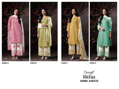 Bithia S4880 Ganga Cotton Satin Pant Style Suits Manufacturer Ahmedabad