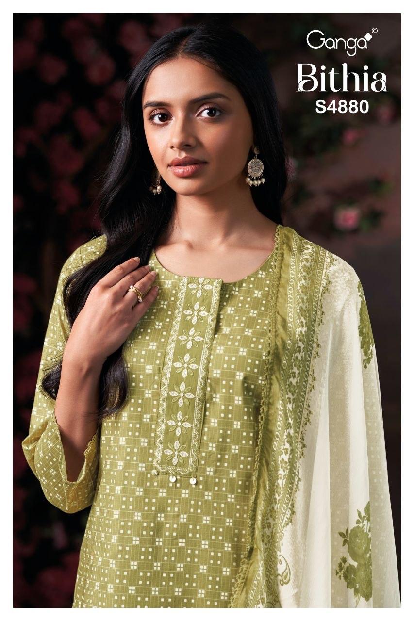 Bithia S4880 Ganga Cotton Satin Pant Style Suits Manufacturer Ahmedabad