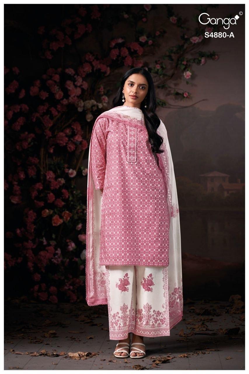 Bithia S4880 Ganga Cotton Satin Pant Style Suits Manufacturer Ahmedabad