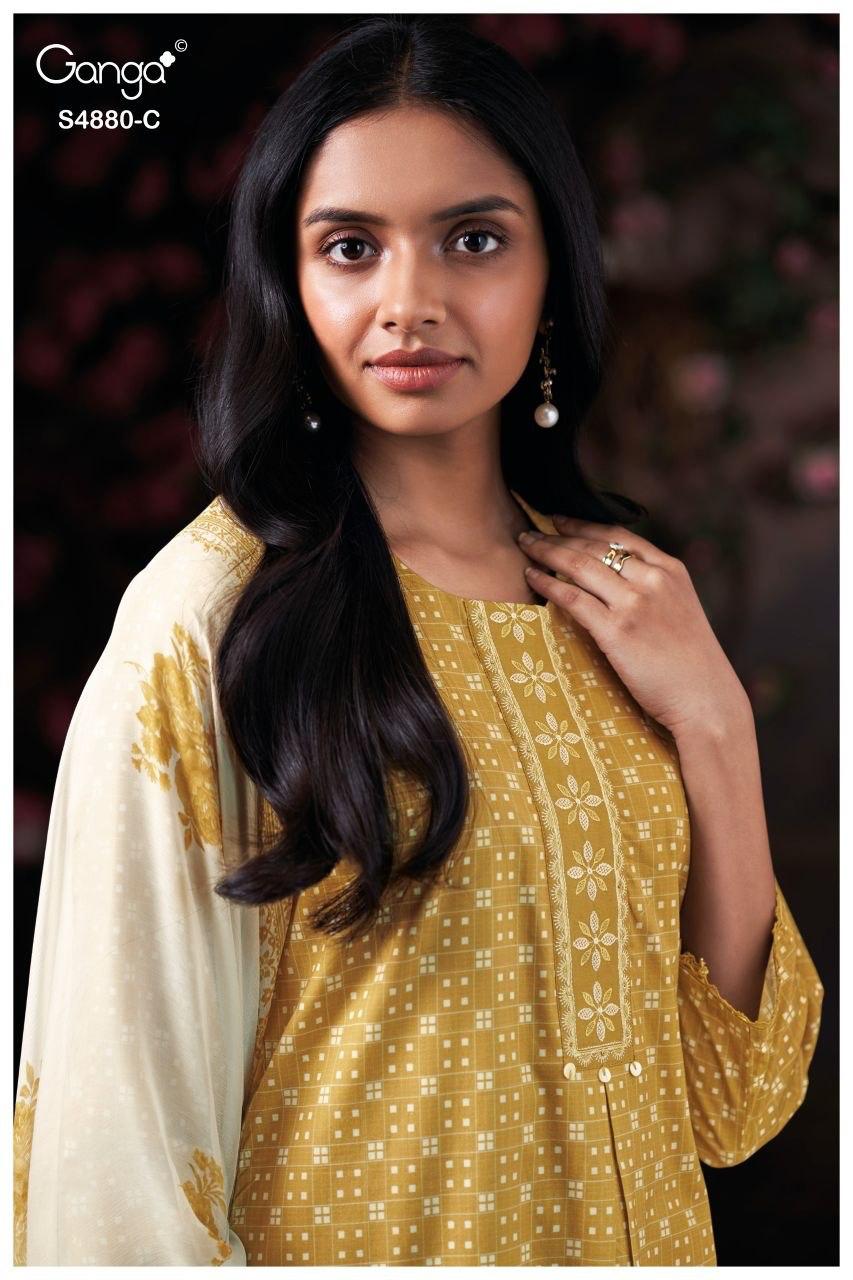 Bithia S4880 Ganga Cotton Satin Pant Style Suits Manufacturer Ahmedabad