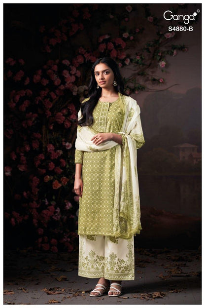 Bithia S4880 Ganga Cotton Satin Pant Style Suits Manufacturer Ahmedabad