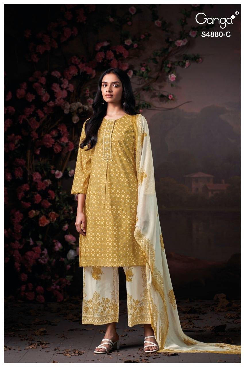 Bithia S4880 Ganga Cotton Satin Pant Style Suits Manufacturer Ahmedabad