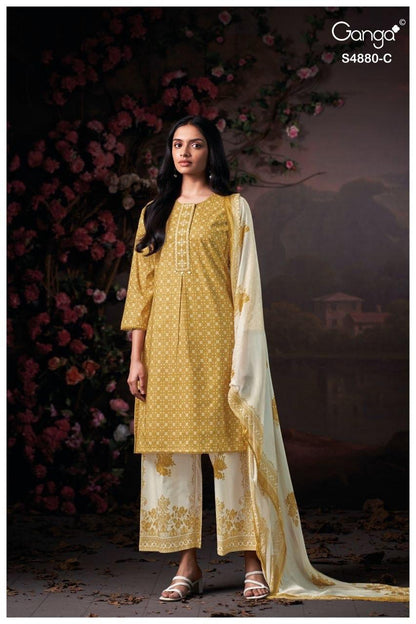 Bithia S4880 Ganga Cotton Satin Pant Style Suits Manufacturer Ahmedabad