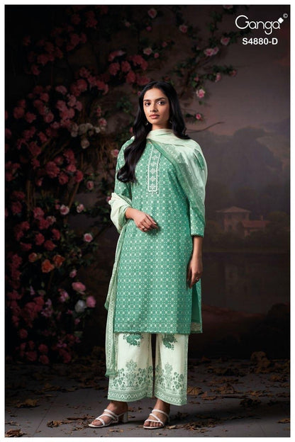 Bithia S4880 Ganga Cotton Satin Pant Style Suits Manufacturer Ahmedabad