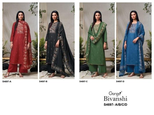 Bivanshi S4697 Ganga Cotton Pant Style Suits Exporter Gujarat