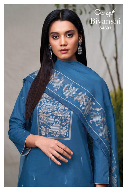 Bivanshi S4697 Ganga Cotton Pant Style Suits Exporter Gujarat
