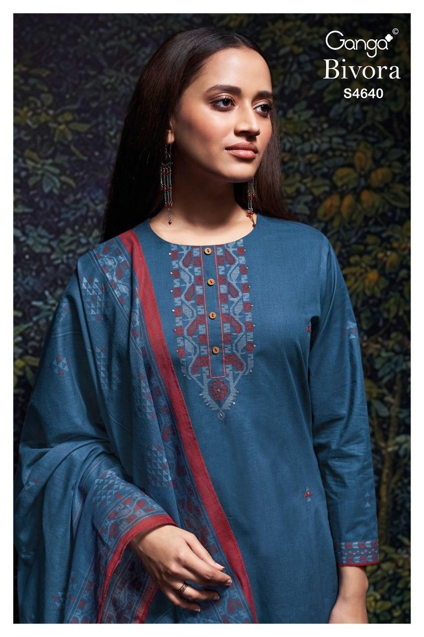 Bivora S4640 Ganga Cotton Plazzo Style Suits Wholesaler India
