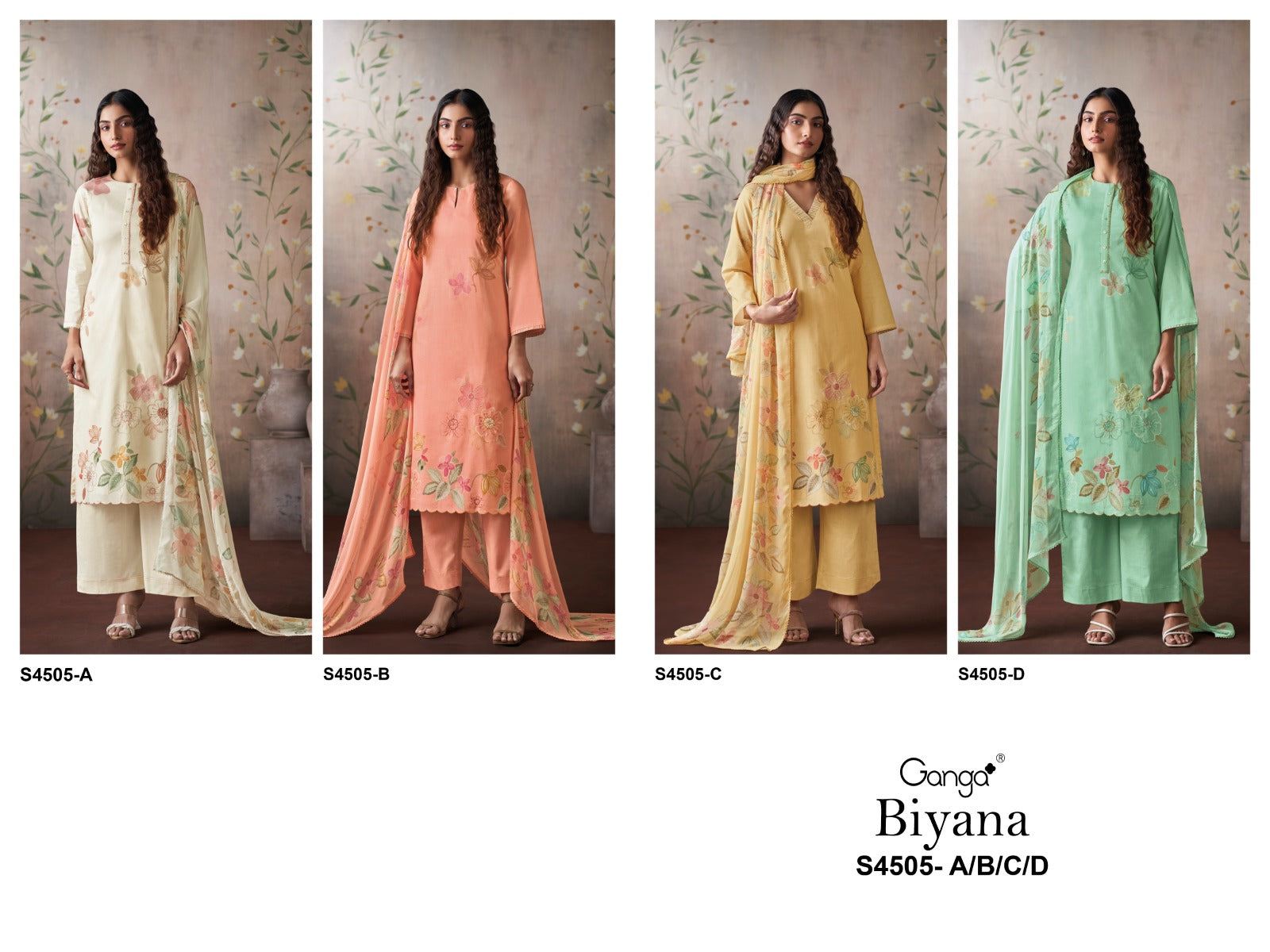 Biyana 4505 Ganga Cotton Pant Style Suits Supplier