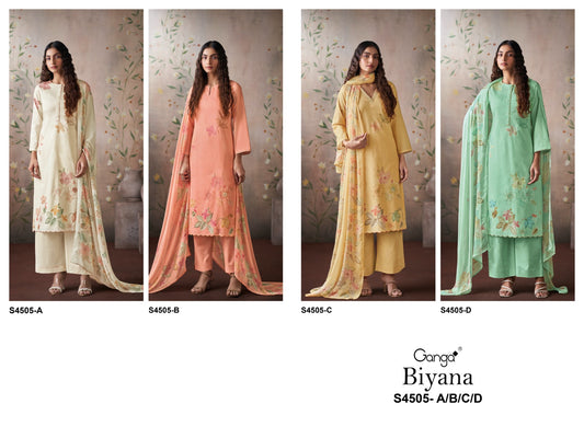 Biyana 4505 Ganga Cotton Pant Style Suits Supplier