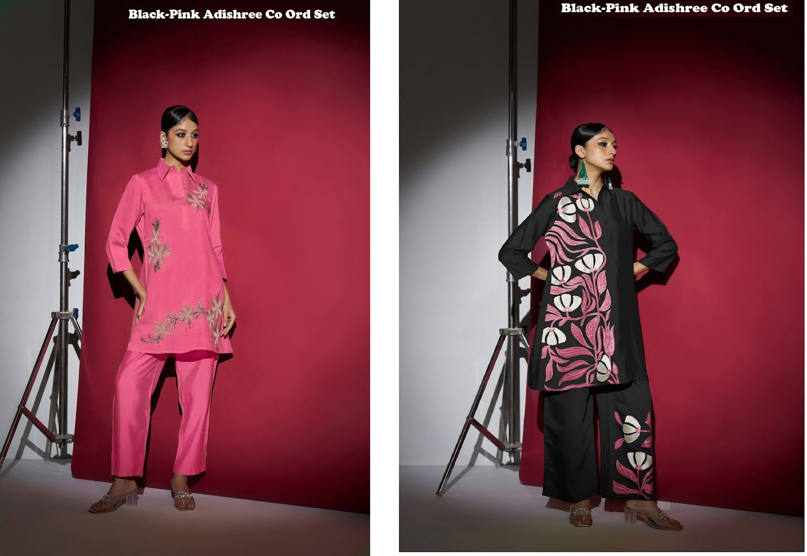 Black-Pink Adishree Roman Co Ord Set Exporter