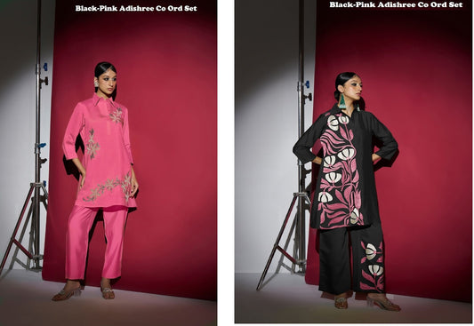 Black-Pink Adishree Roman Co Ord Set Exporter