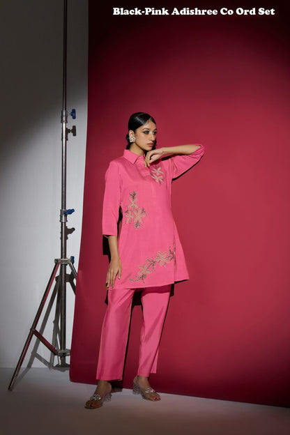 Black-Pink Adishree Roman Co Ord Set Exporter