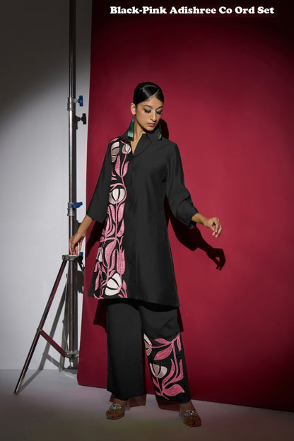 Black-Pink Adishree Roman Co Ord Set Exporter
