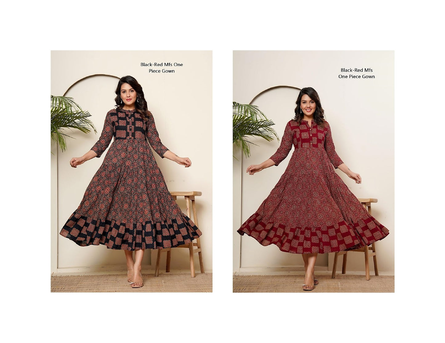 Black-Red Mfs Cotton One Piece Gown Exporter Gujarat