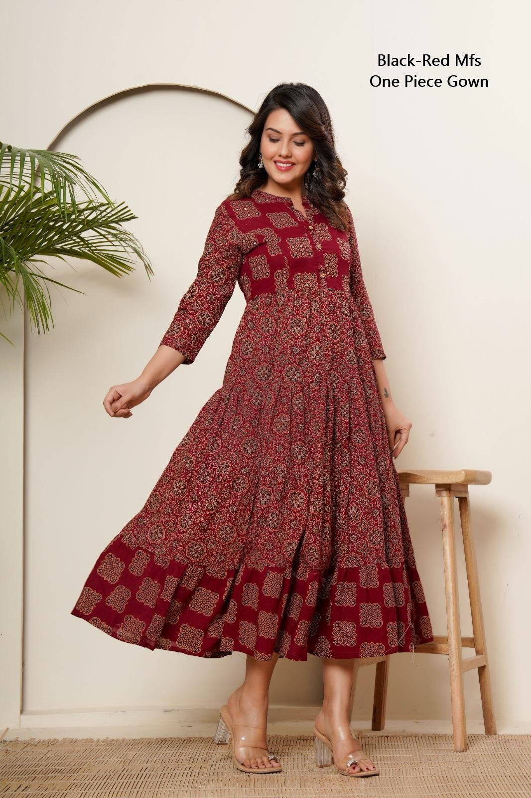 Black-Red Mfs Cotton One Piece Gown Exporter Gujarat