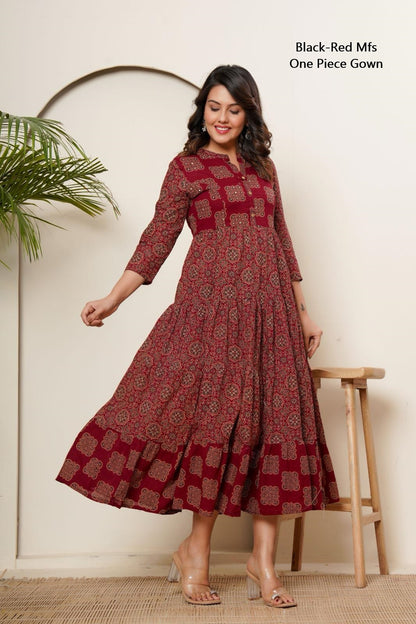 Black-Red Mfs Cotton One Piece Gown Exporter Gujarat