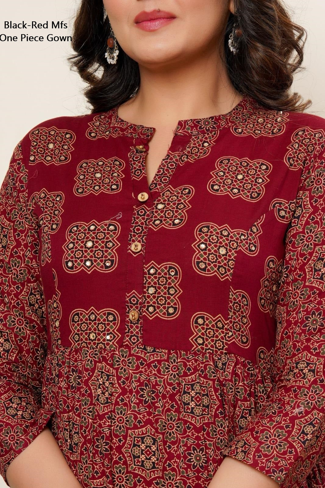 Black-Red Mfs Cotton One Piece Gown Exporter Gujarat