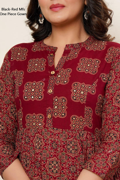 Black-Red Mfs Cotton One Piece Gown Exporter Gujarat