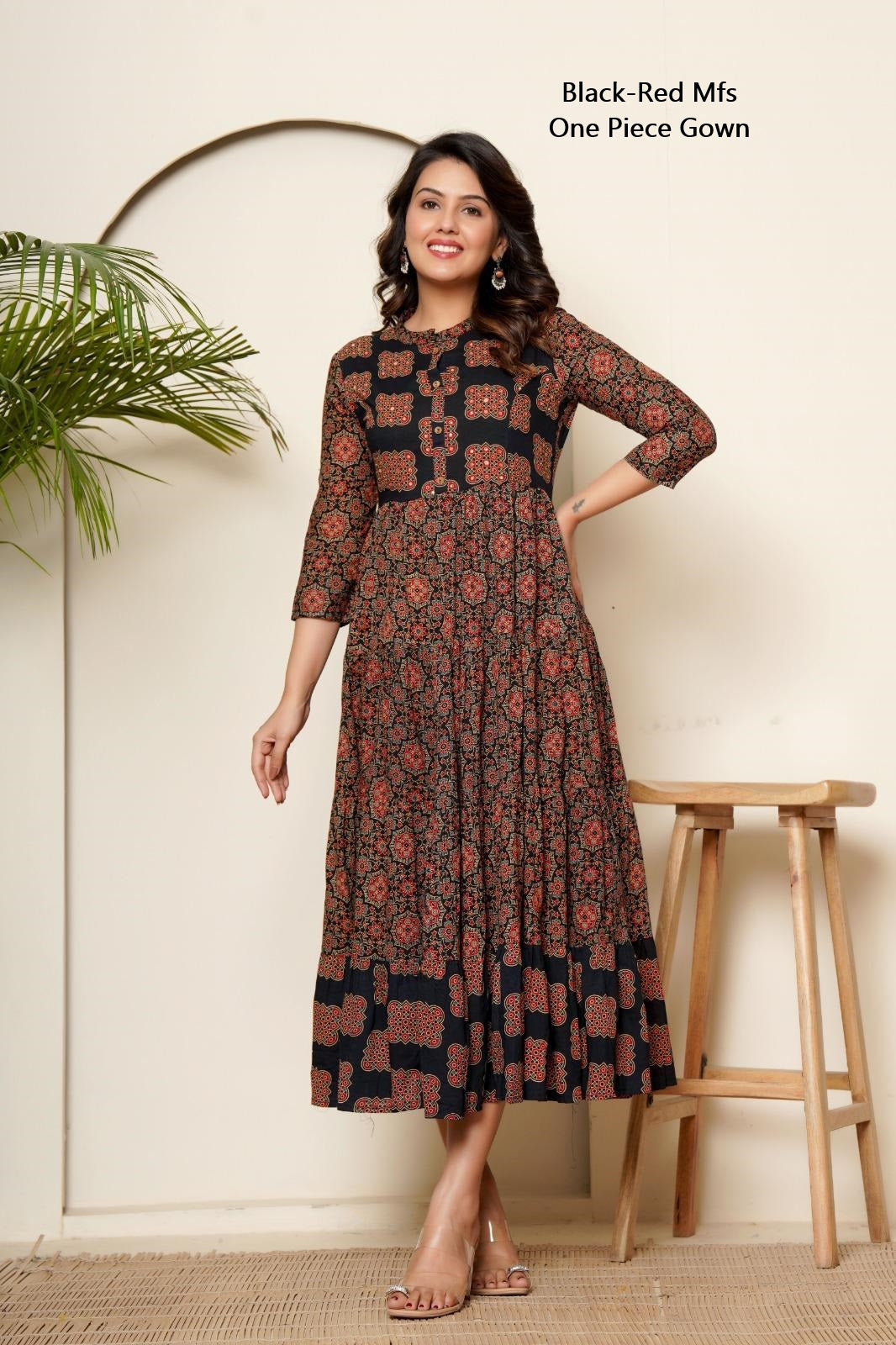 Black-Red Mfs Cotton One Piece Gown Exporter Gujarat