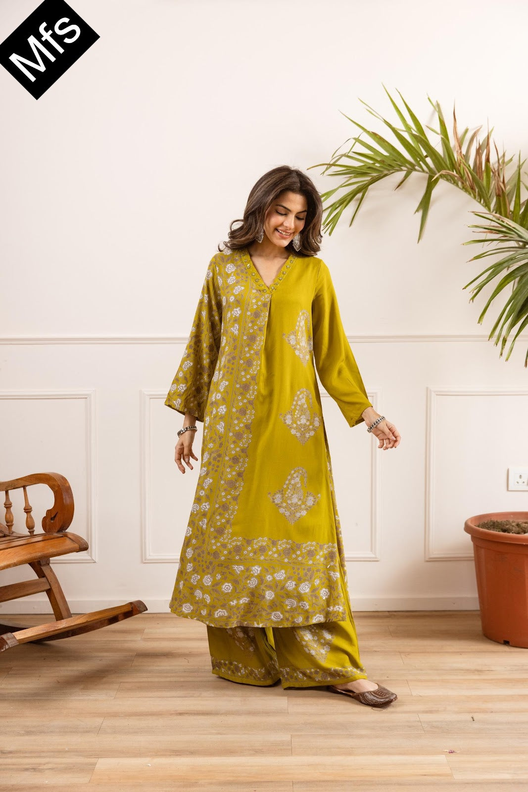 Black-Yellow Mfs Rayon Co Ord Set Wholesale Rate