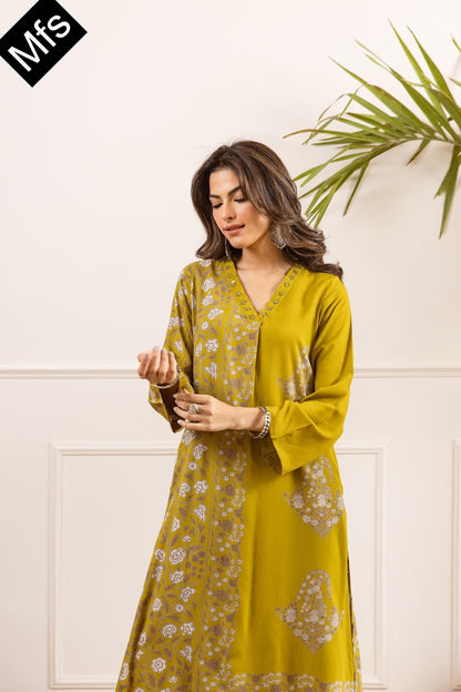 Black-Yellow Mfs Rayon Co Ord Set Wholesale Rate