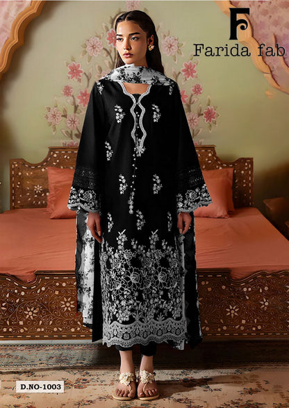 Black And White Farida Fab Lawn Cotton Karachi Salwar Suits Exporter India