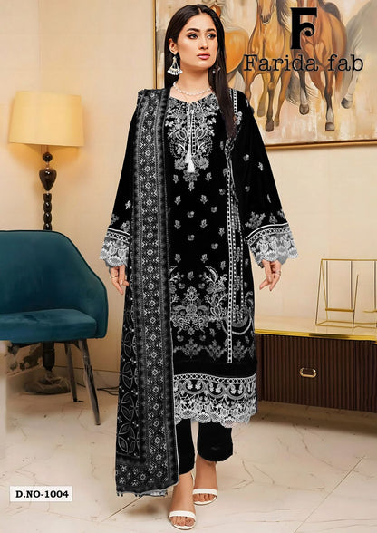 Black And White Farida Fab Lawn Cotton Karachi Salwar Suits Exporter India