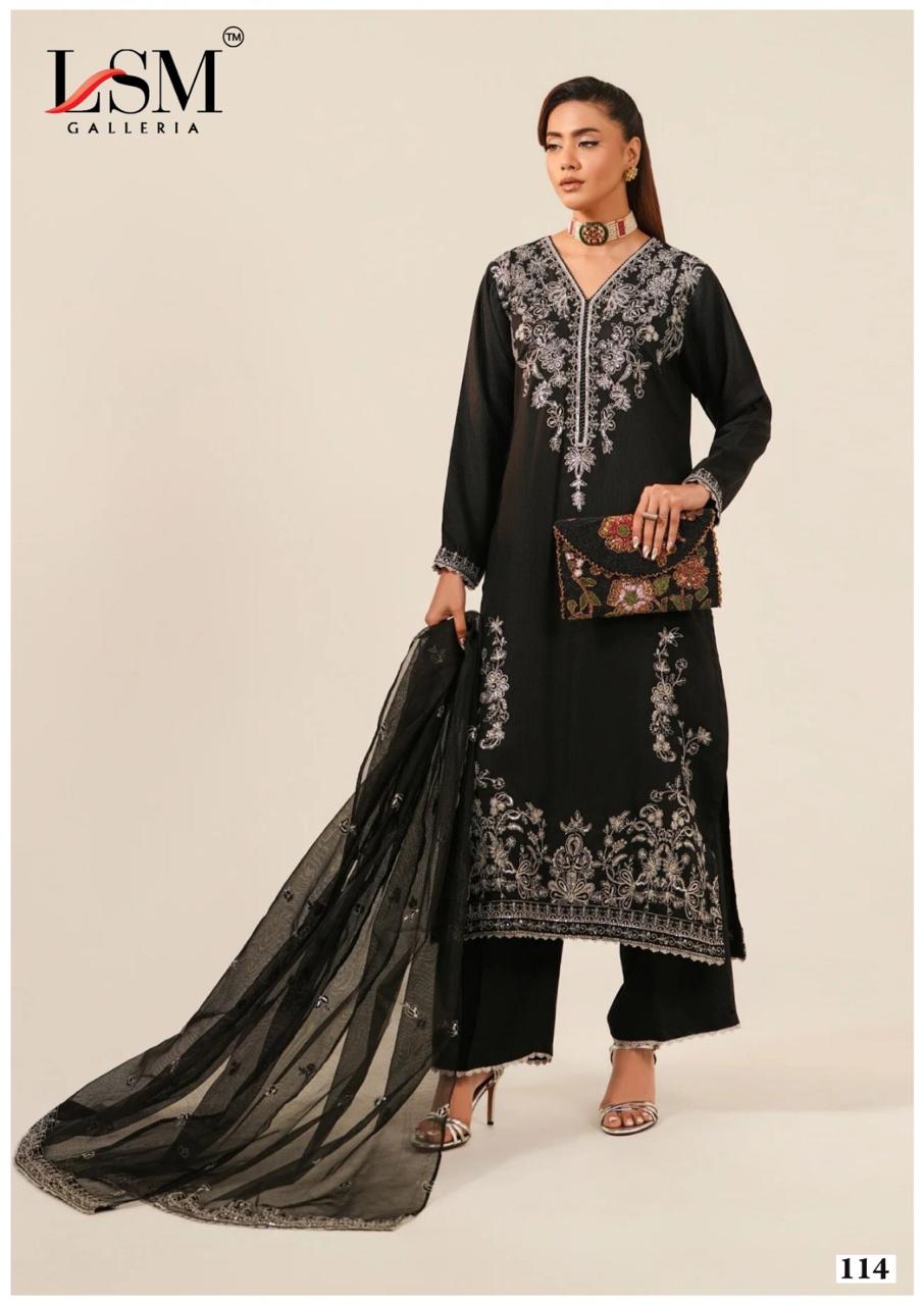 Black And White Heavy Luxury Lawn Collection Lsm Galleria Cotton Karachi Salwar Suits Wholesaler India