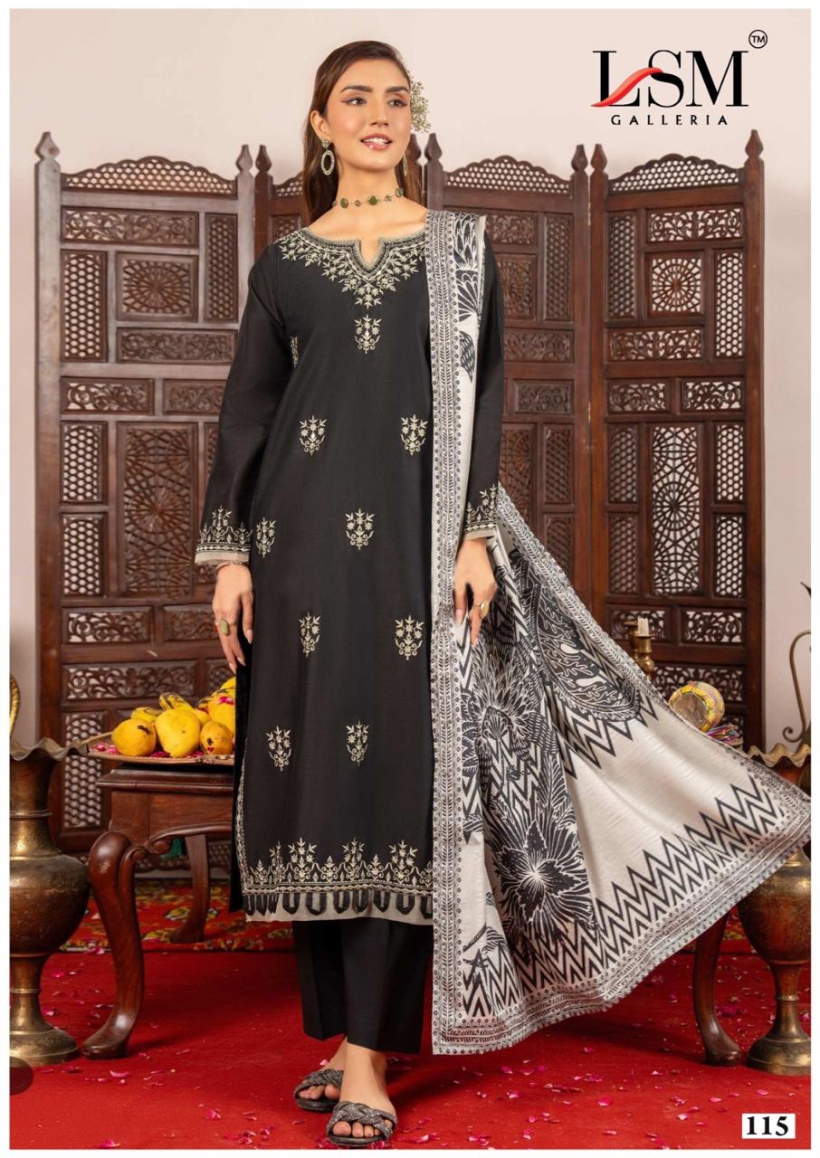 Black And White Heavy Luxury Lawn Collection Lsm Galleria Cotton Karachi Salwar Suits Wholesaler India