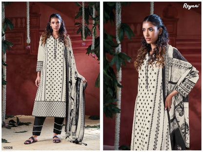Black And White Reyna Cotton Pant Style Suits Wholesaler Ahmedabad