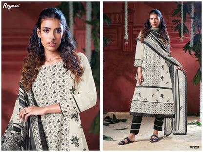 Black And White Reyna Cotton Pant Style Suits Wholesaler Ahmedabad