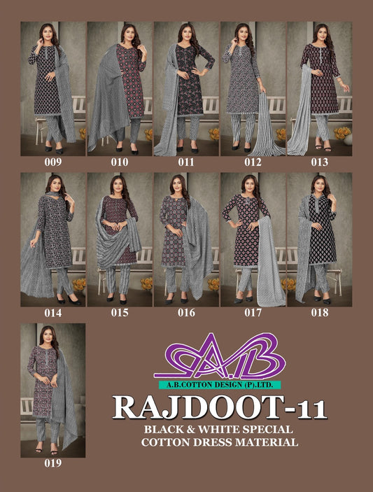 Black And White Special Rajdoot 11 Ab Cotton Dress Material Supplier Gujarat