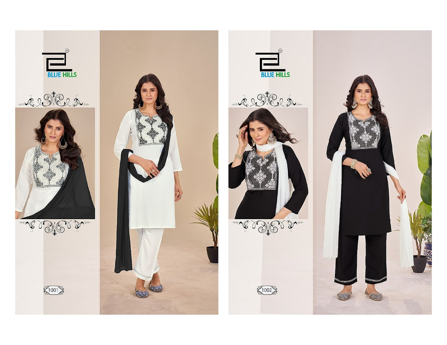 Black And White Vol 14 Blue Hills Rayon 14Kg Readymade Pant Style Suits Exporter Ahmedabad