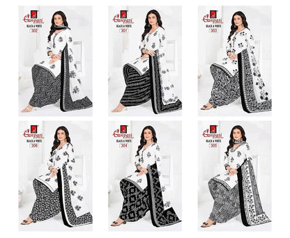 Black And White Vol 3 Ganpati Cotton Patiyala Style Suits Wholesaler
