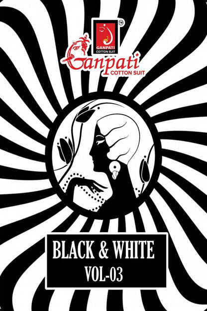 Black And White Vol 3 Ganpati Cotton Patiyala Style Suits Wholesaler