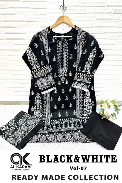 Black And White Vol 7 Al Karam Lawn Karachi Readymade Suits Manufacturer