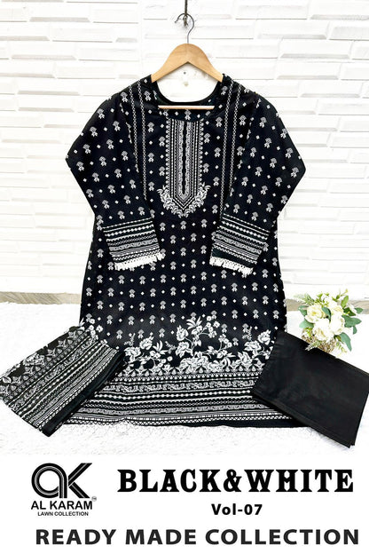 Black And White Vol 7 Al Karam Lawn Karachi Readymade Suits Manufacturer