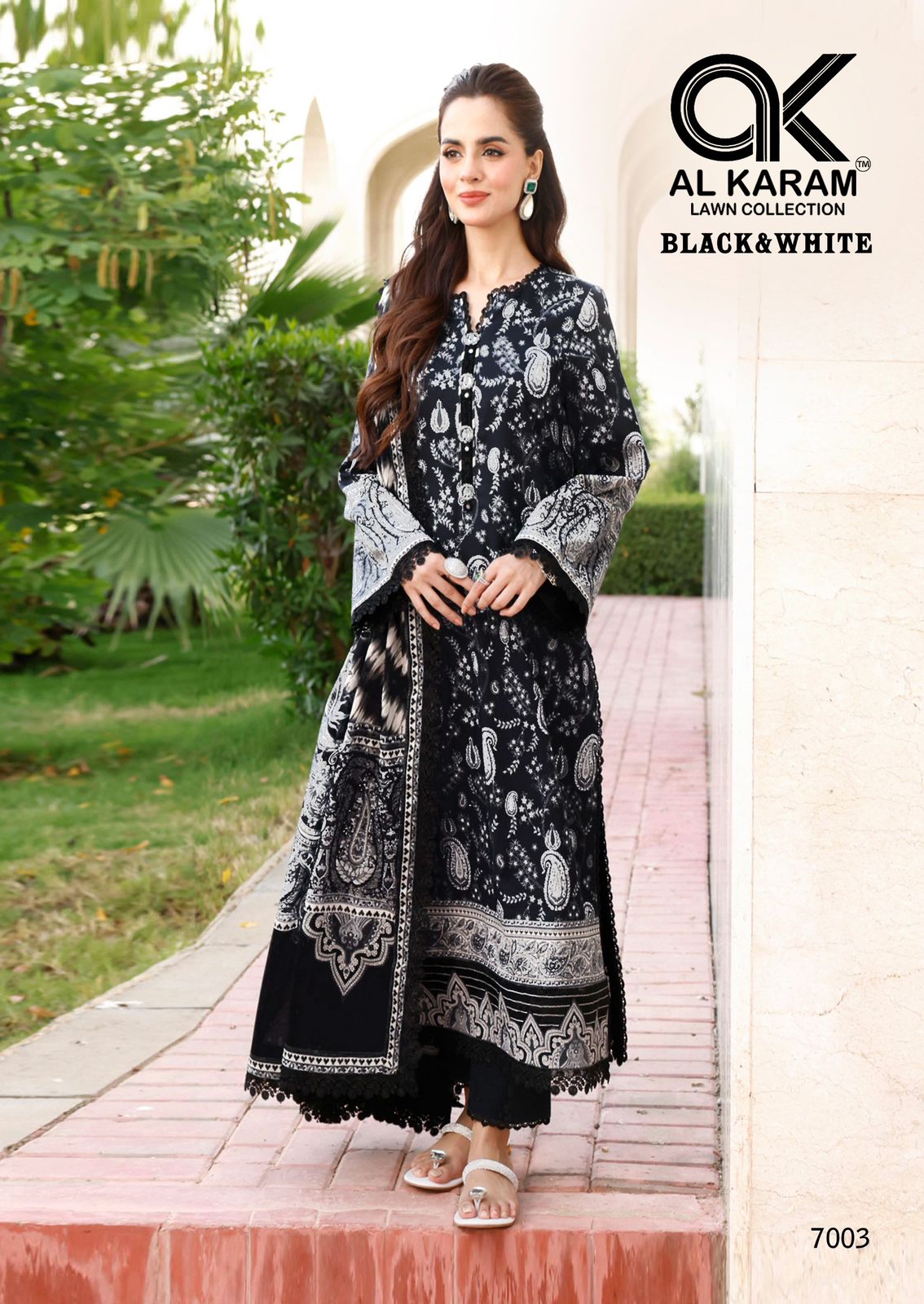Black And White Vol 7 Al Karam Cambric Karachi Salwar Suits Manufacturer
