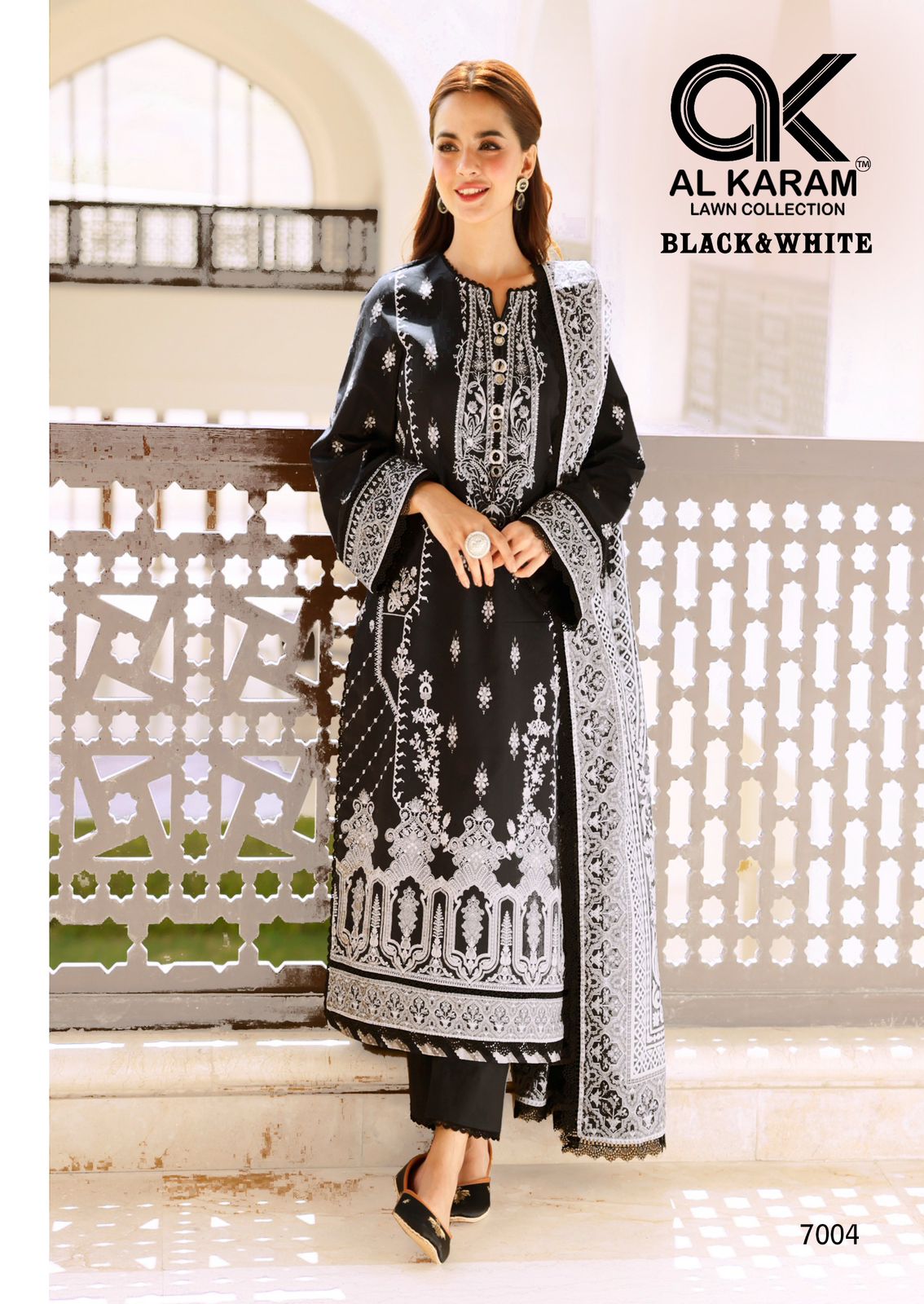 Black And White Vol 7 Al Karam Cambric Karachi Salwar Suits Manufacturer