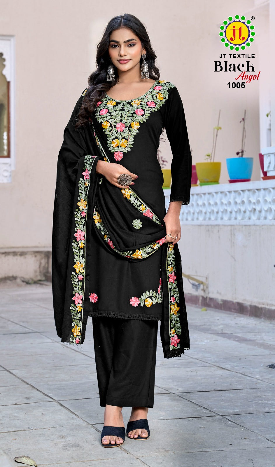 Black Angel Vol 1 Jt Rayon Pant Style Suits Wholesaler Ahmedabad