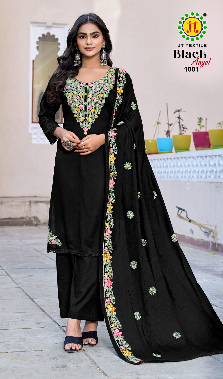 Black Angel Vol 1 Jt Rayon Pant Style Suits Wholesaler Ahmedabad