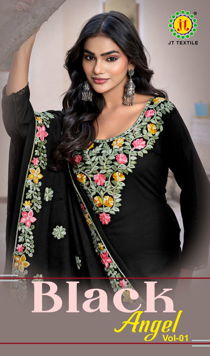 Black Angel Vol 1 Jt Rayon Pant Style Suits Wholesaler Ahmedabad