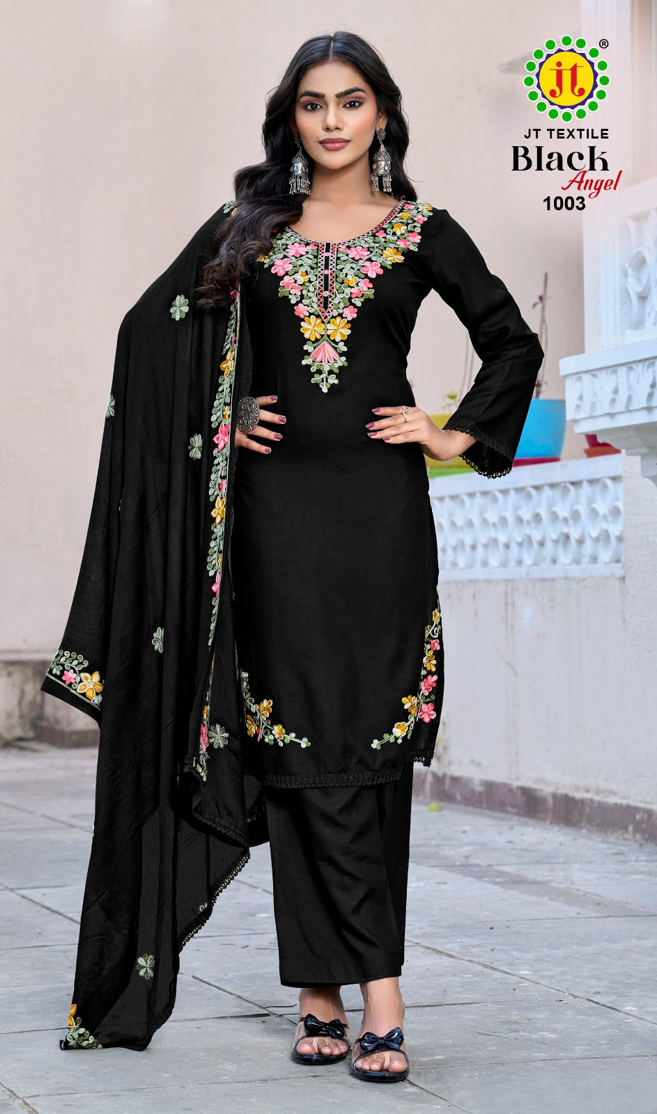 Black Angel Vol 1 Jt Rayon Pant Style Suits Wholesaler Ahmedabad