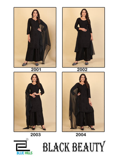 Black Beauty Blue Hills Rayon 14Kg Readymade Plazzo Style Suits Wholesale Price