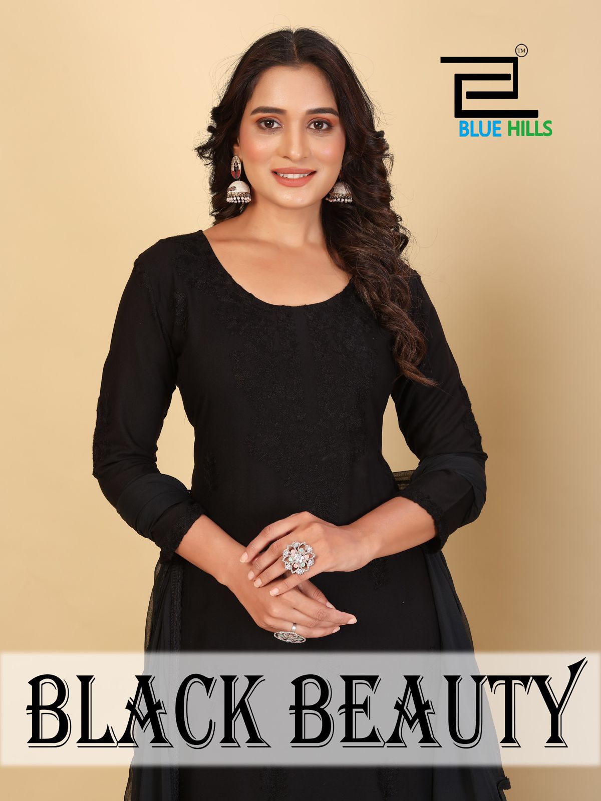 Black Beauty Blue Hills Rayon 14Kg Readymade Plazzo Style Suits Wholesale Price