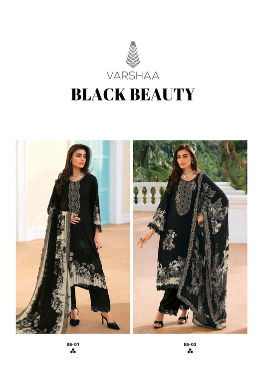 Black Beauty Varshaa Viscose Muslin Pant Style Suits Manufacturer Ahmedabad