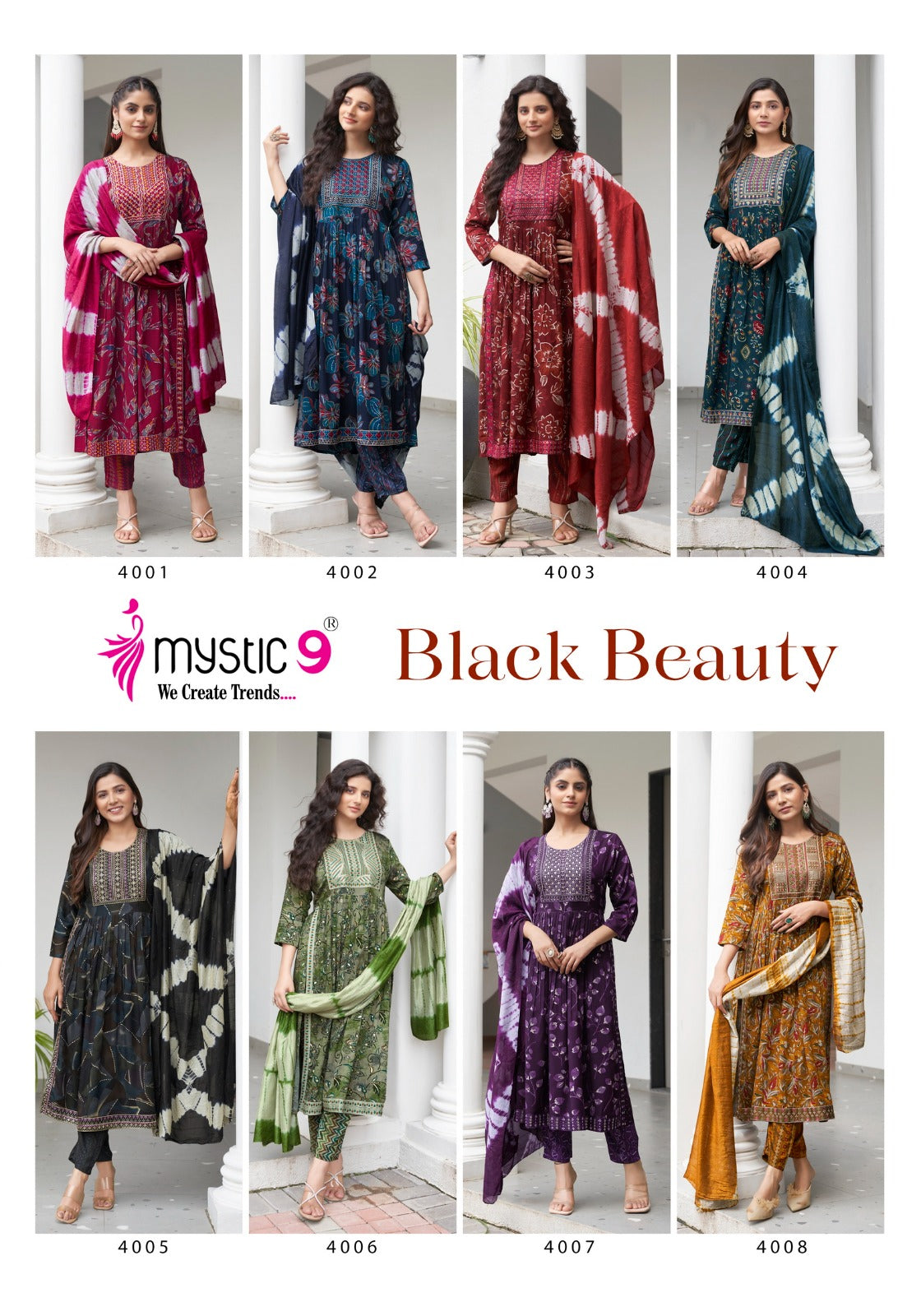 Black Beauty Vol 4 Mystic 9 Reyon Readymade Pant Style Suits Wholesale